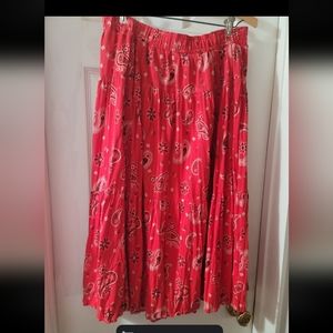 Vintage red Paisley bandana skirt colors red,black and white